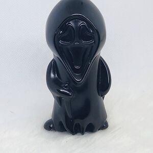 Black Obsidian Ghostface Carving | Protection Crystal | Horror Decor